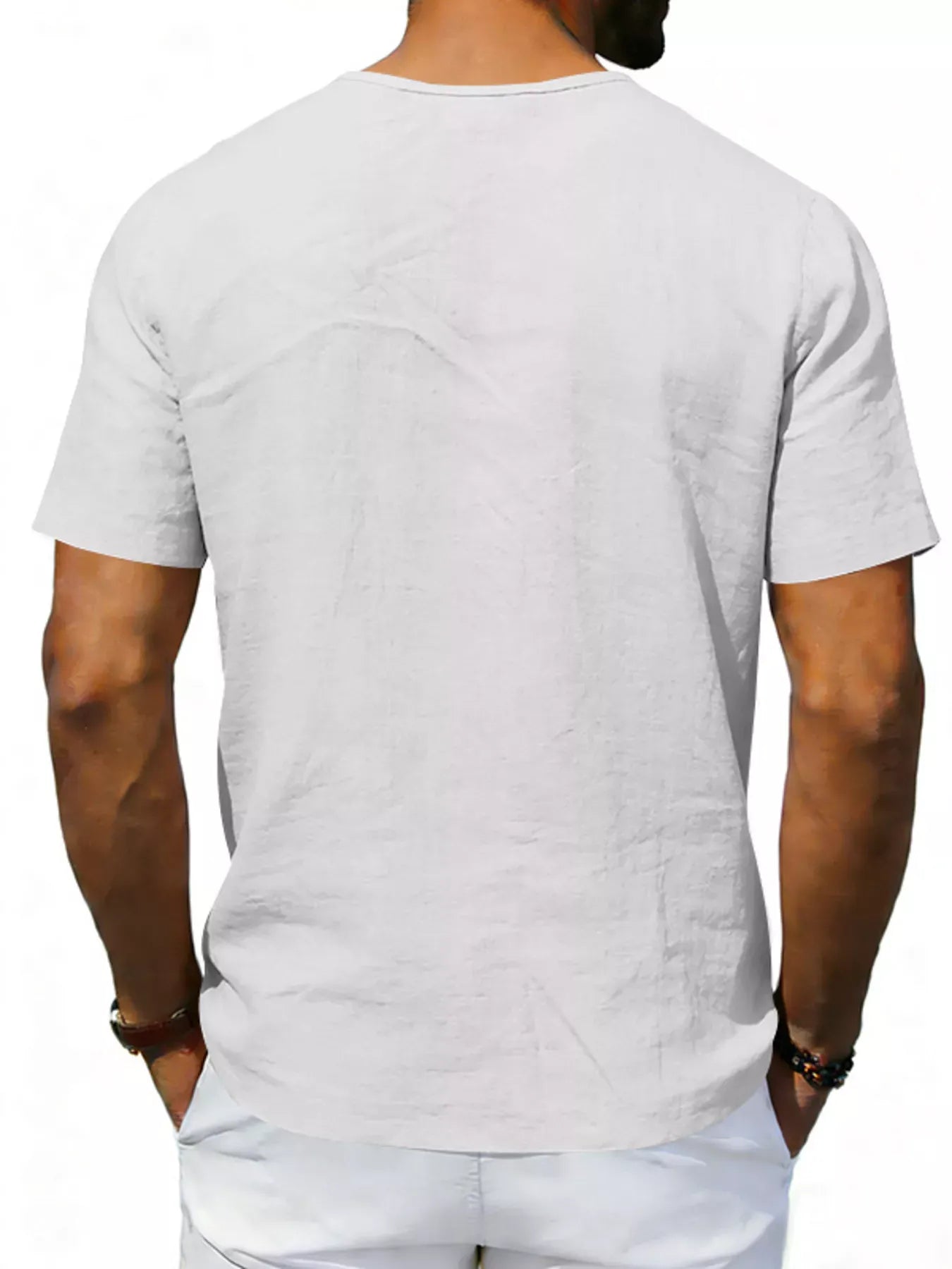Men's Casual V-Neck Linen T-Shirt | The Nichole Collection