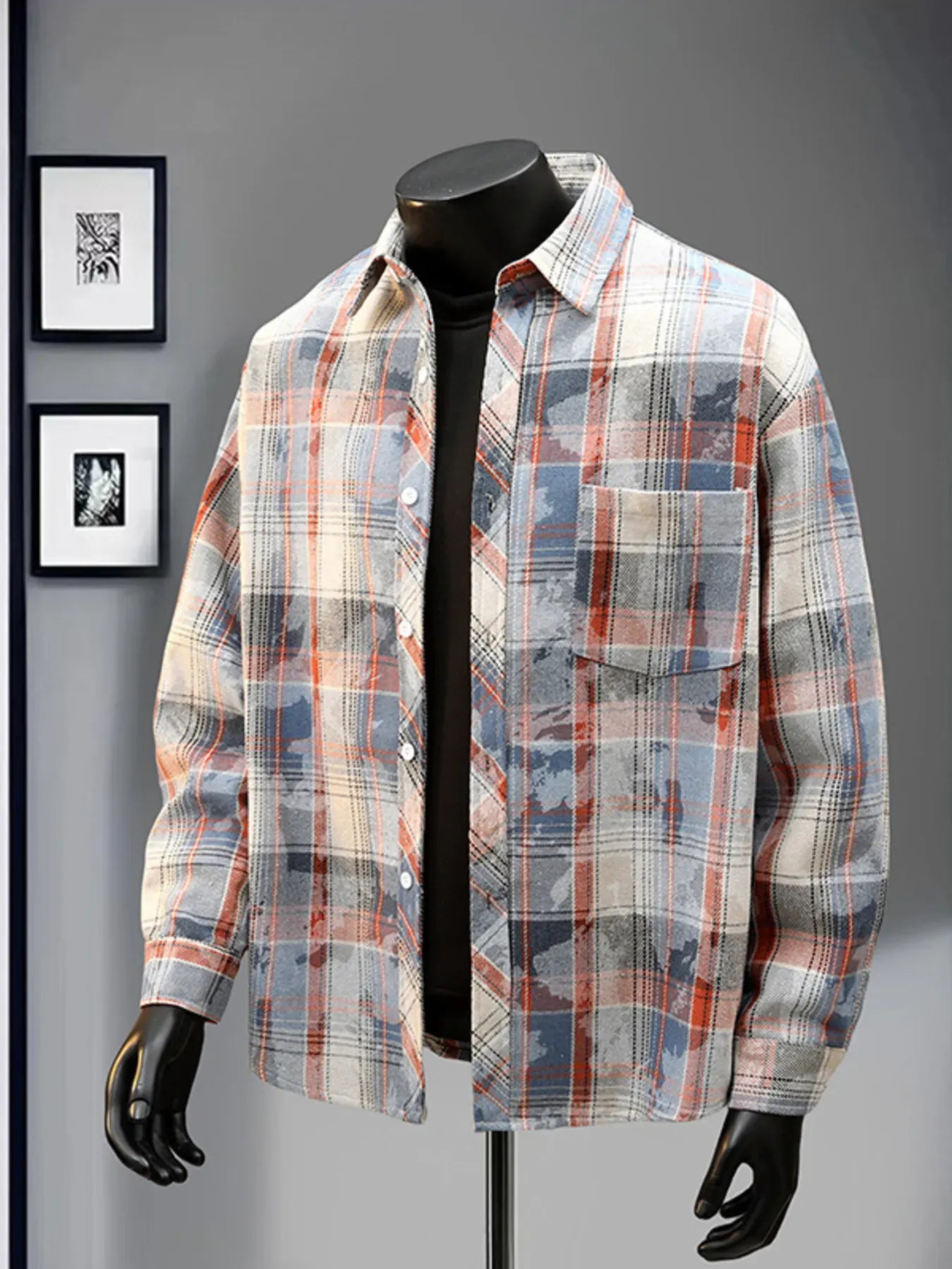Men's Plaid Print Long Sleeve Shirt | The Nichole Collection