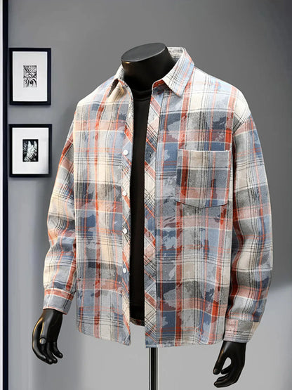 Men's Plaid Print Long Sleeve Shirt | The Nichole Collection