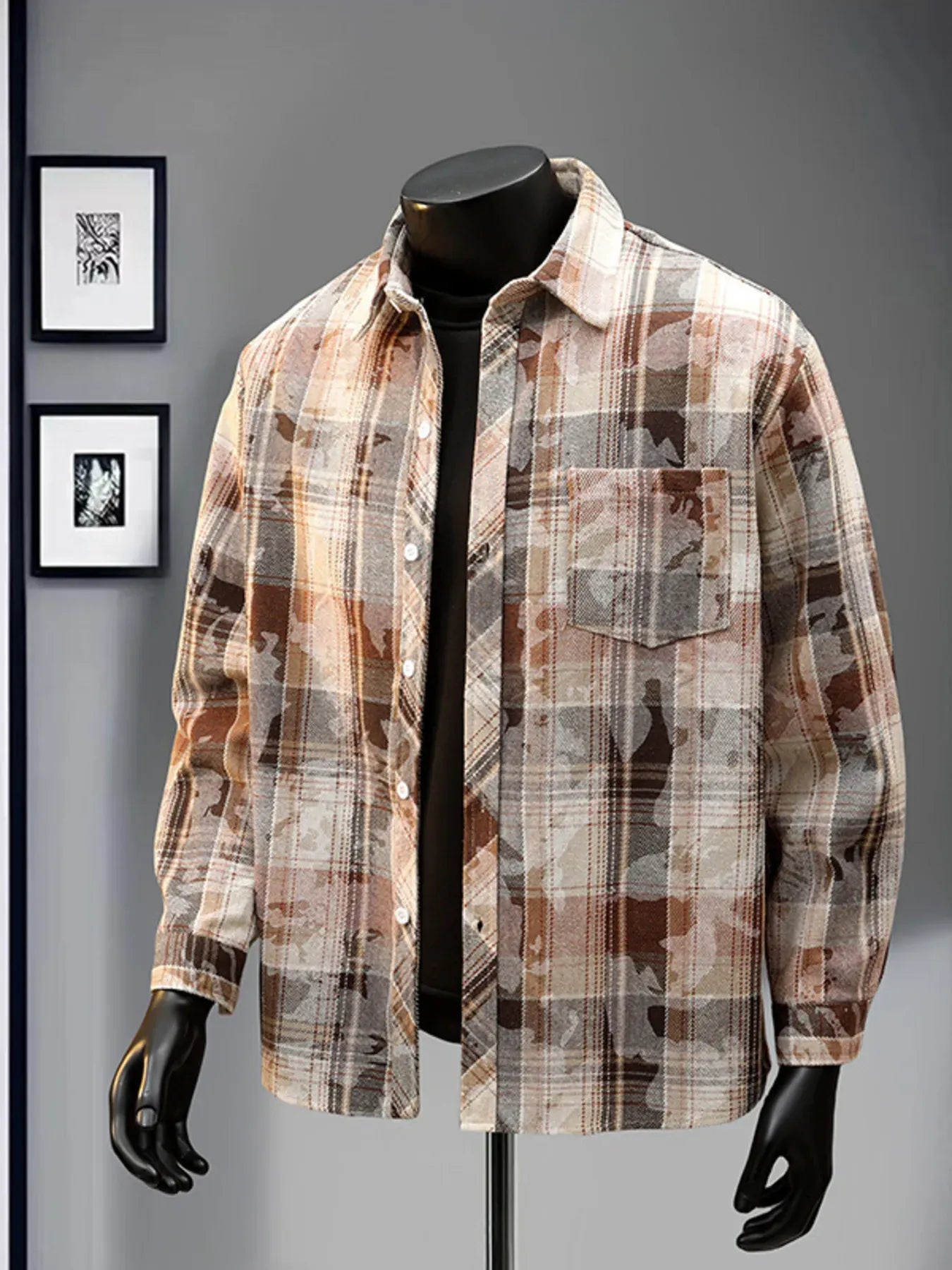 Men's Plaid Print Long Sleeve Shirt | The Nichole Collection