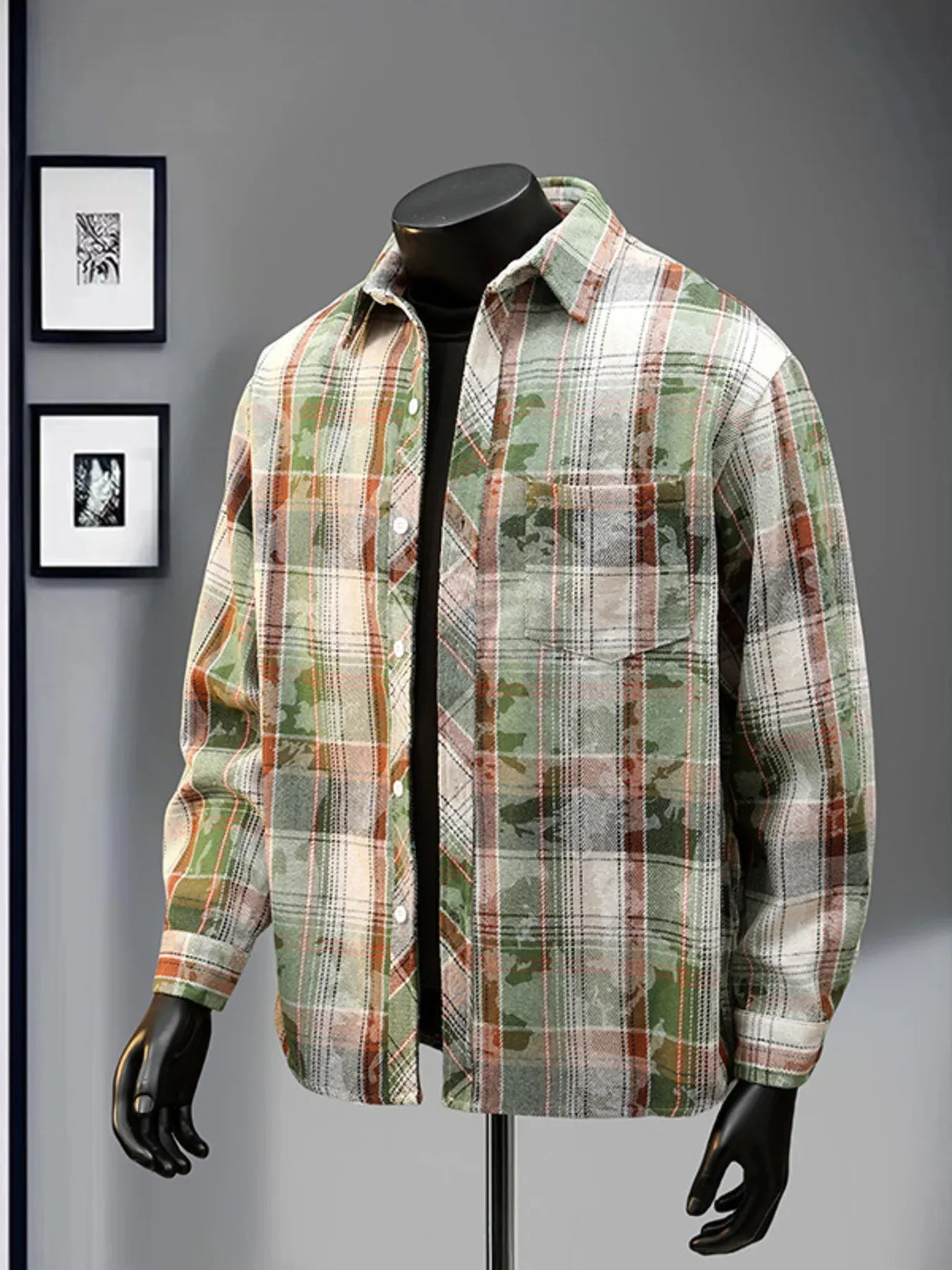 Men's Plaid Print Long Sleeve Shirt | The Nichole Collection