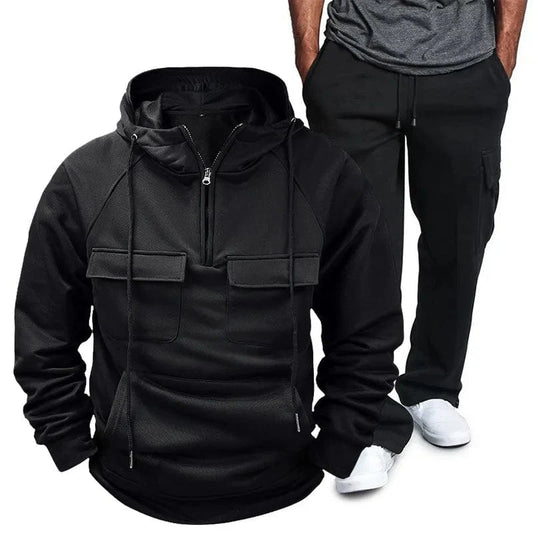 Men's Full Size Pocketed Drawstring Hoodie and Pants Set Plus Size Jonathan M Collection