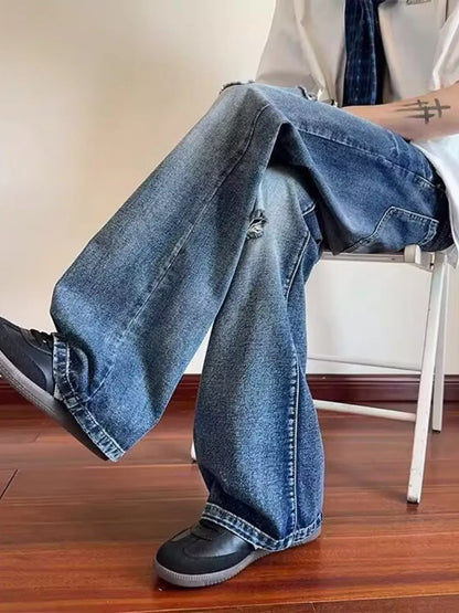 Men's Ripped Wide Leg Jeans | The Nichole Collection