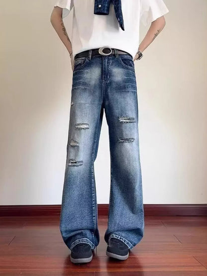 Men's Ripped Wide Leg Jeans | The Nichole Collection