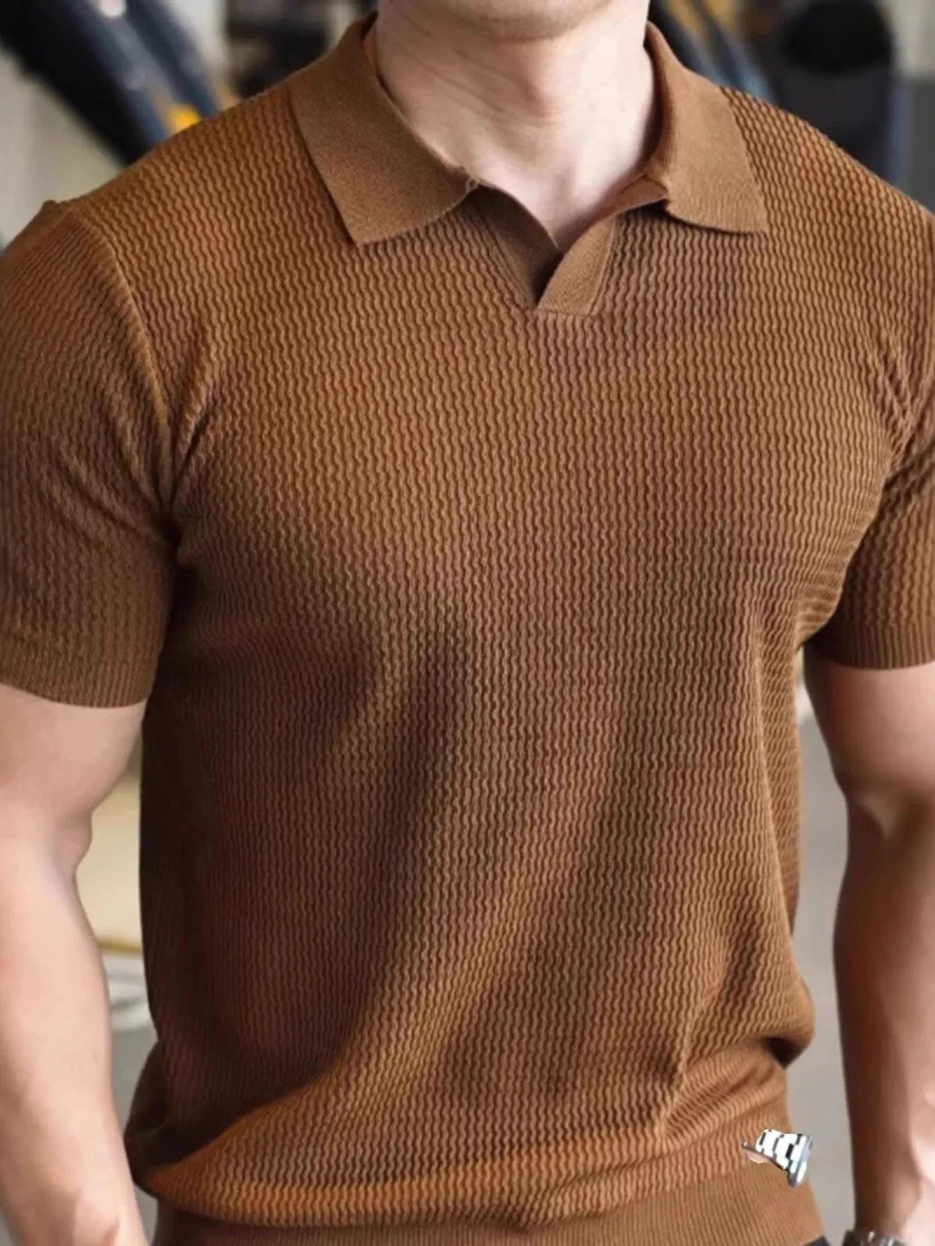 Men's Full Size Textured Knit Polo Shirt Plus Size Jonathan M Collection