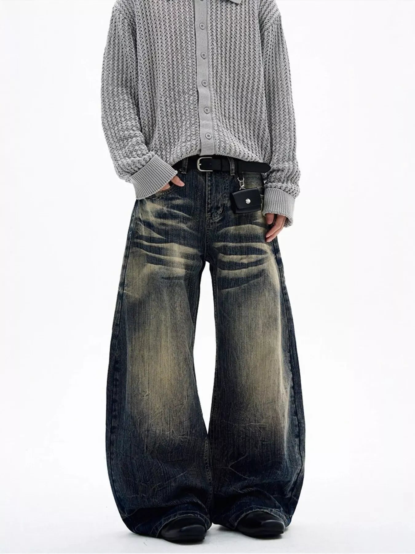 Men's Full Size Vintage Wash Wide Leg Jeans Plus Size The Nichole Collection