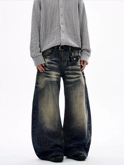 Men's Full Size Vintage Wash Wide Leg Jeans Plus Size Vintage Blue / S The Nichole Collection