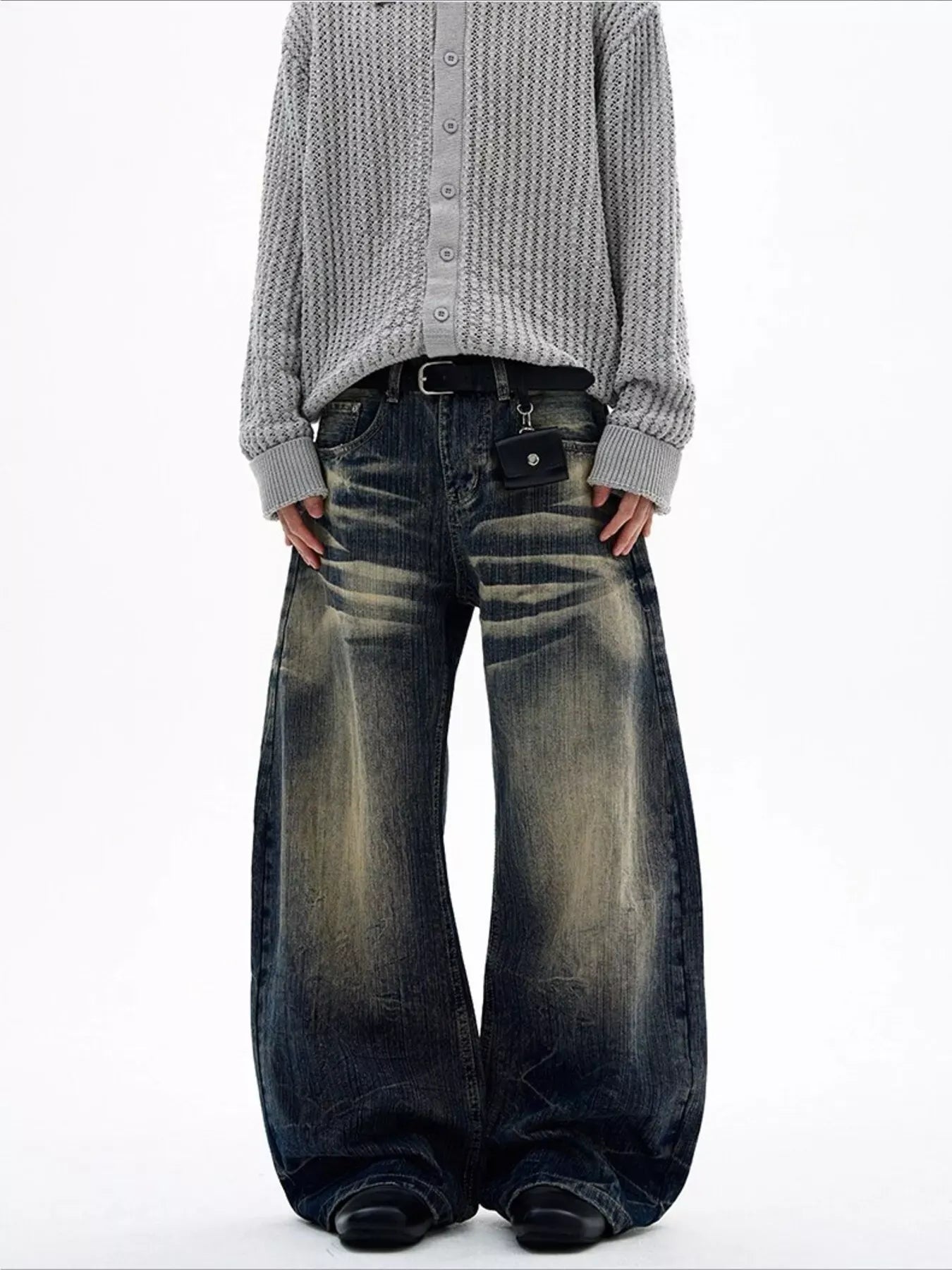 Men's Full Size Vintage Wash Wide Leg Jeans Plus Size The Nichole Collection
