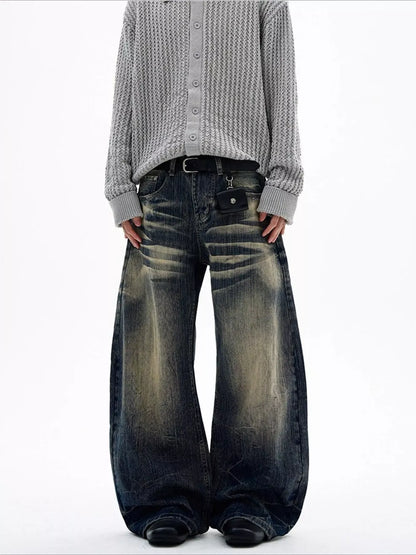 Men's Full Size Vintage Wash Wide Leg Jeans Plus Size The Nichole Collection