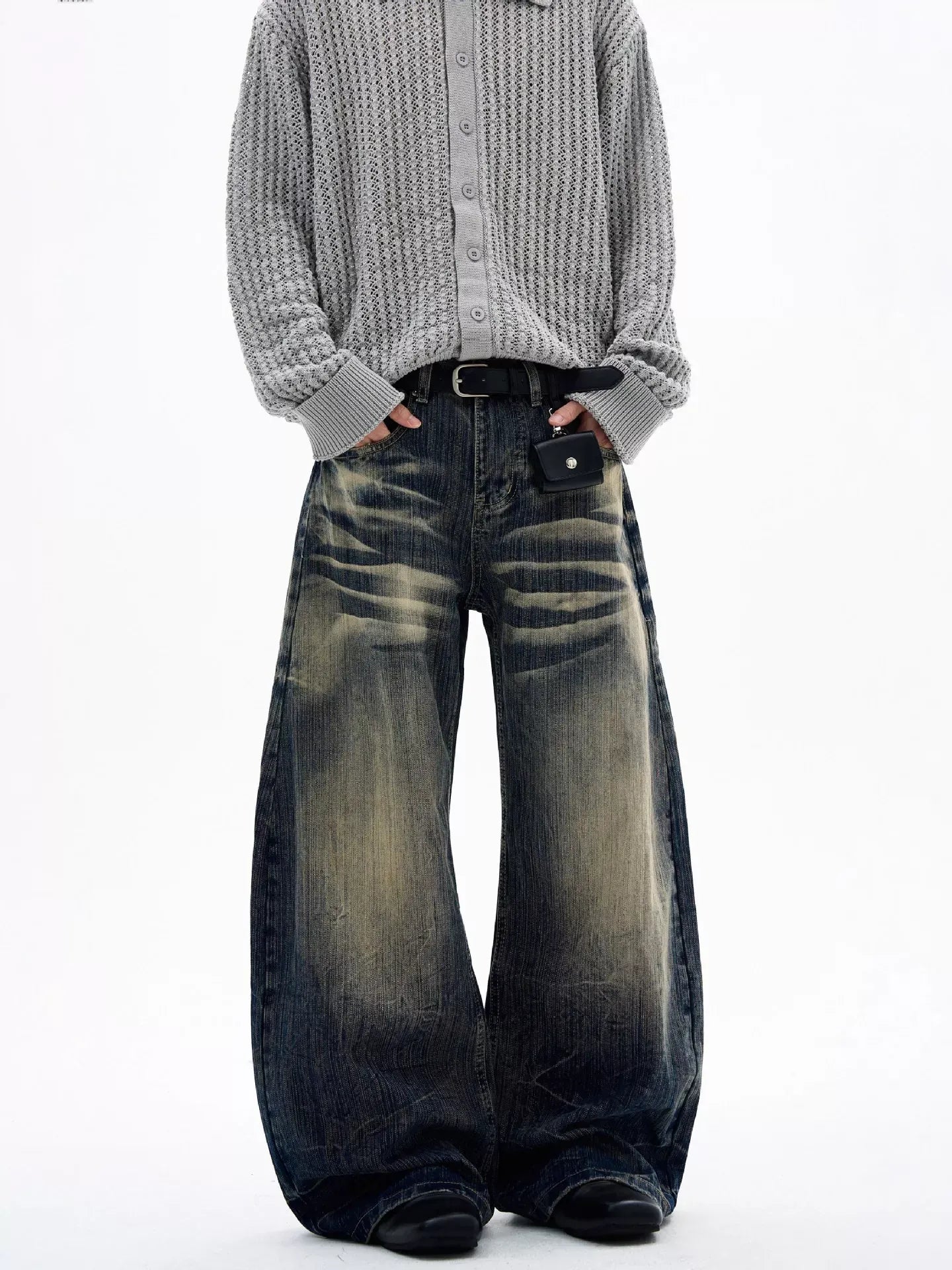 Men's Full Size Vintage Wash Wide Leg Jeans Plus Size The Nichole Collection