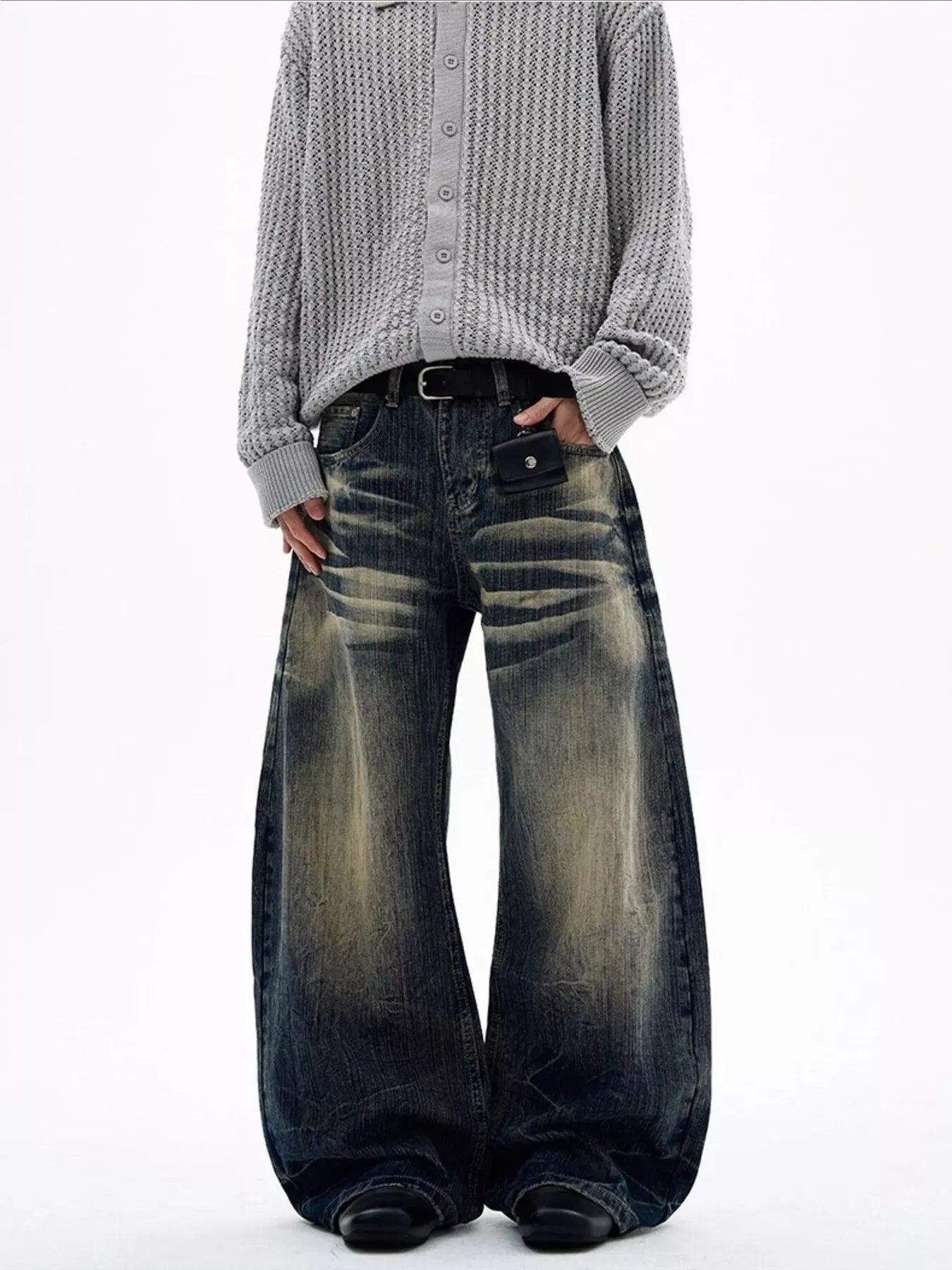 Men's Full Size Vintage Wash Wide Leg Jeans Plus Size The Nichole Collection