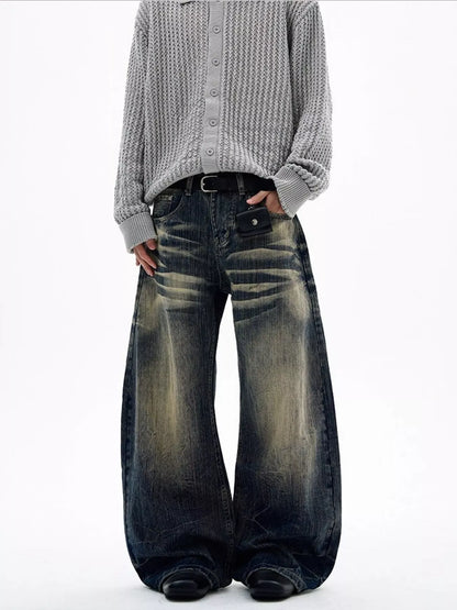Men's Full Size Vintage Wash Wide Leg Jeans Plus Size The Nichole Collection