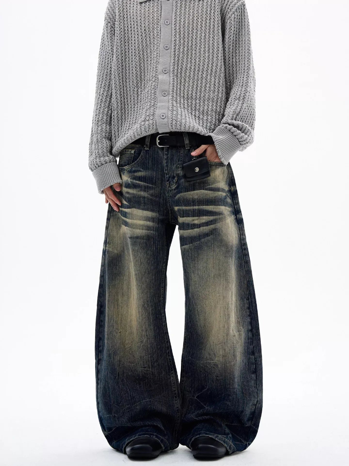 Men's Full Size Vintage Wash Wide Leg Jeans Plus Size The Nichole Collection