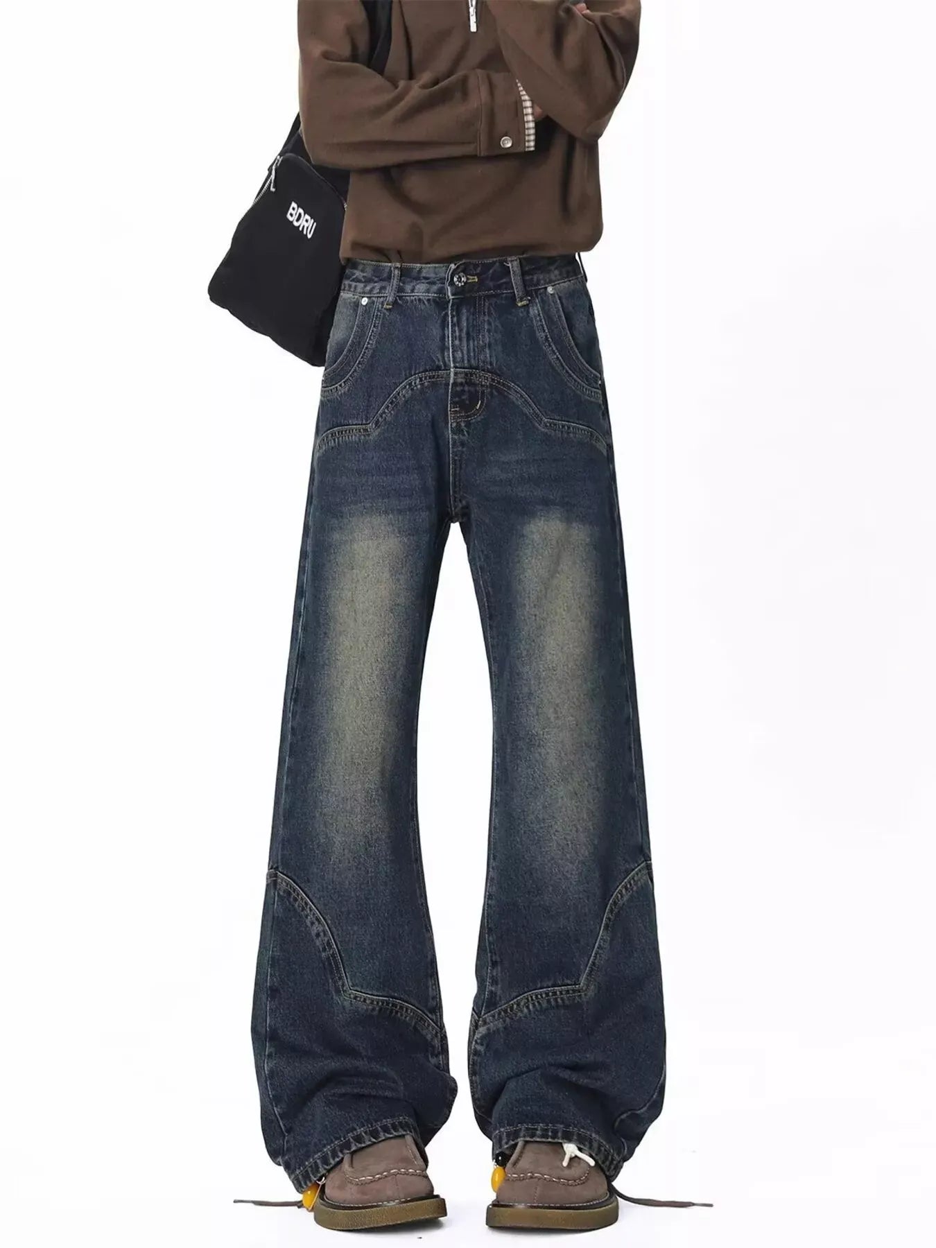Men's Vintage Wash Wide Leg Jeans | The Nichole Collection