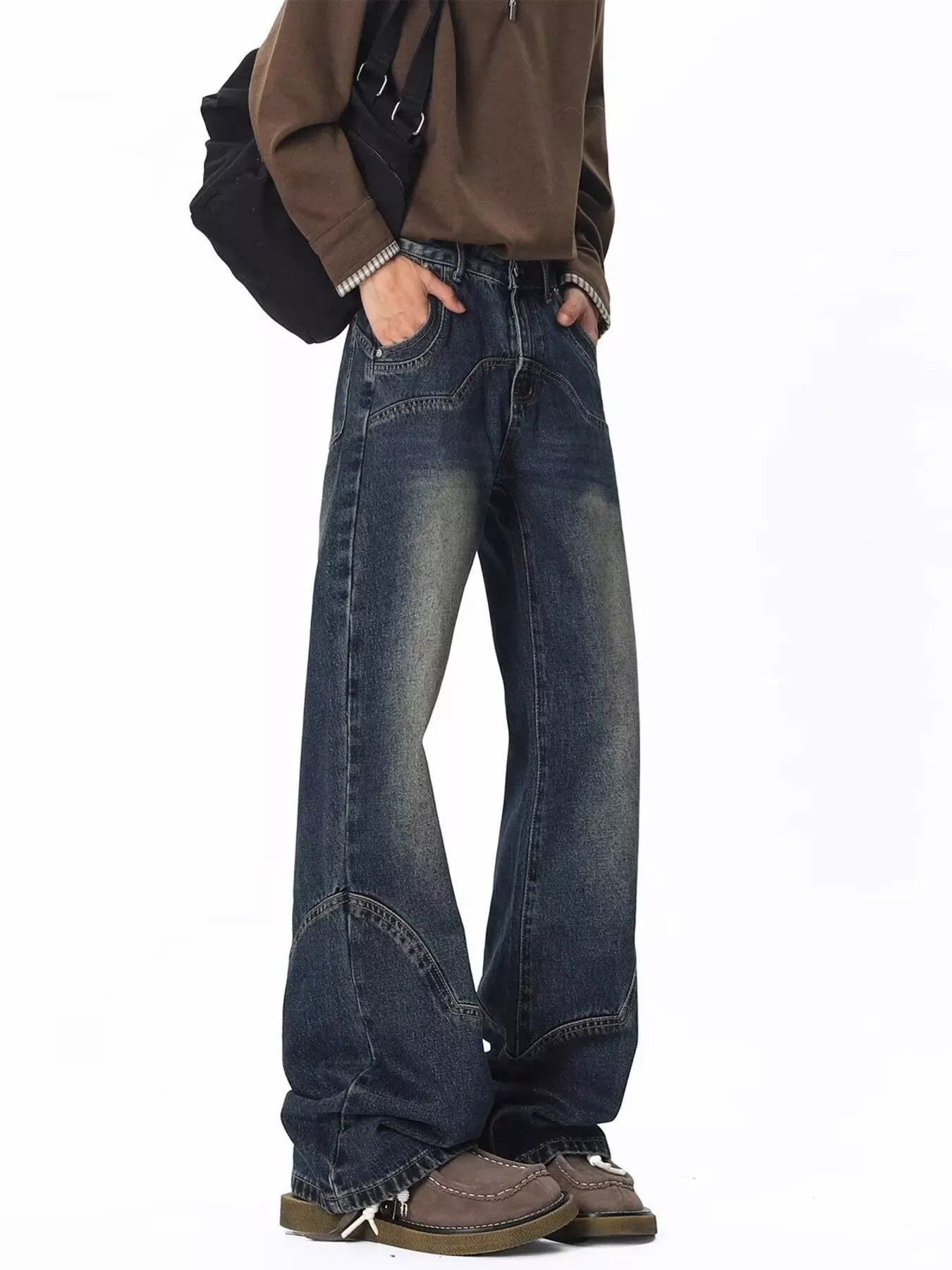 Men's Vintage Wash Wide Leg Jeans | The Nichole Collection