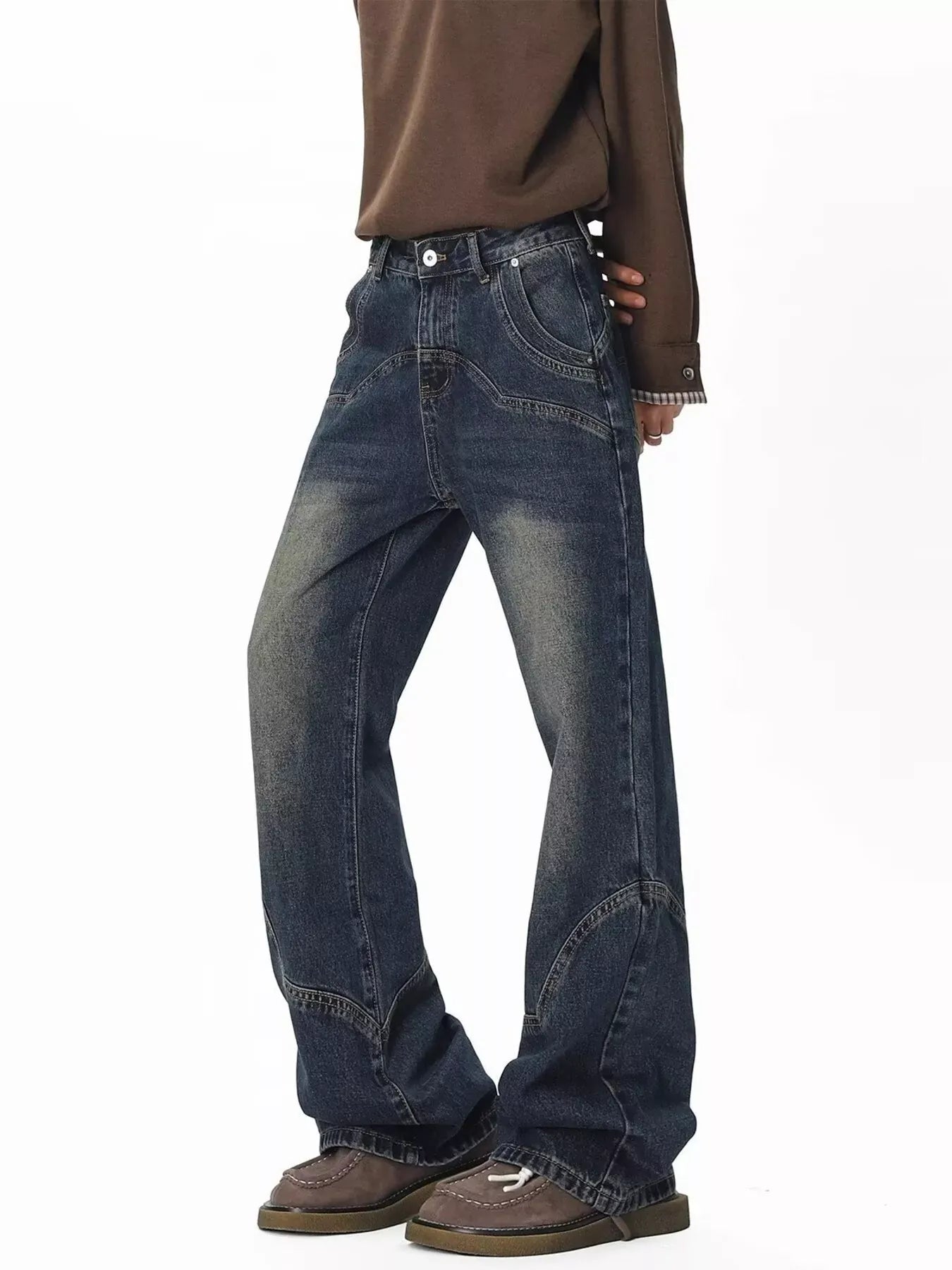 Men's Vintage Wash Wide Leg Jeans | The Nichole Collection
