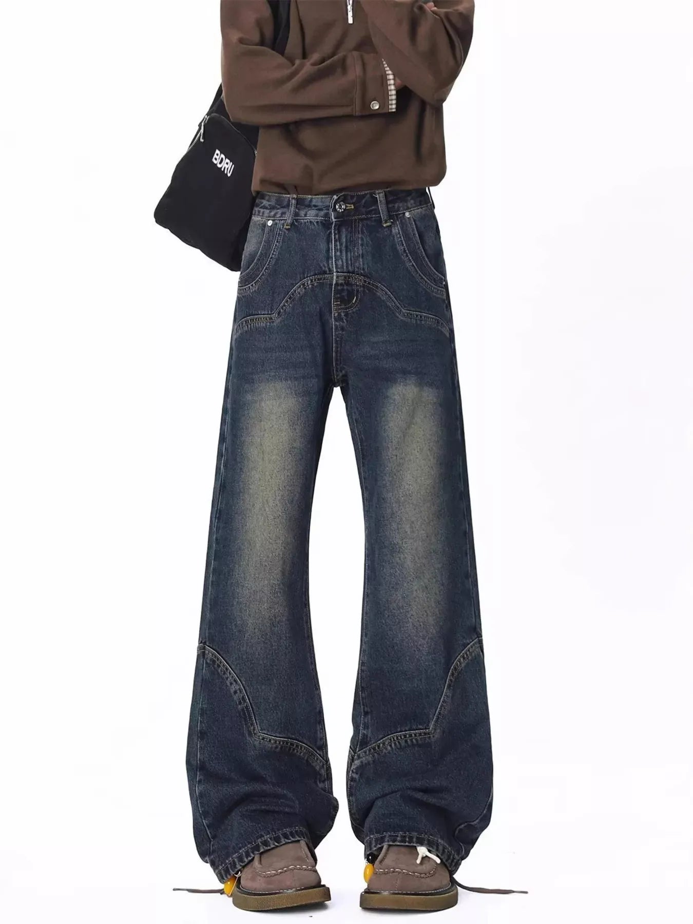 Men's Vintage Wash Wide Leg Jeans | The Nichole Collection
