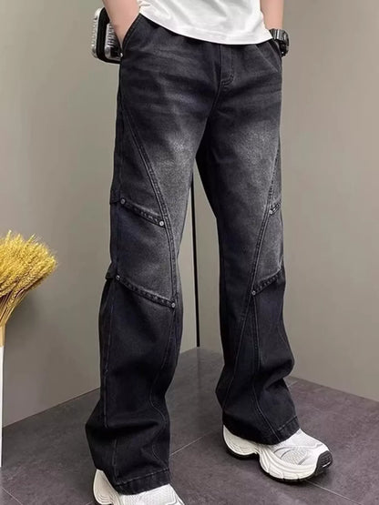 Men's Full Size Vintage Wash Wide Leg Jeans Plus Size The Nichole Collection