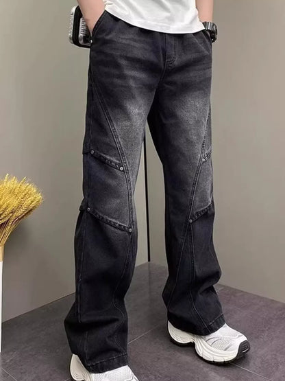 Men's Full Size Vintage Wash Wide Leg Jeans Plus Size The Nichole Collection