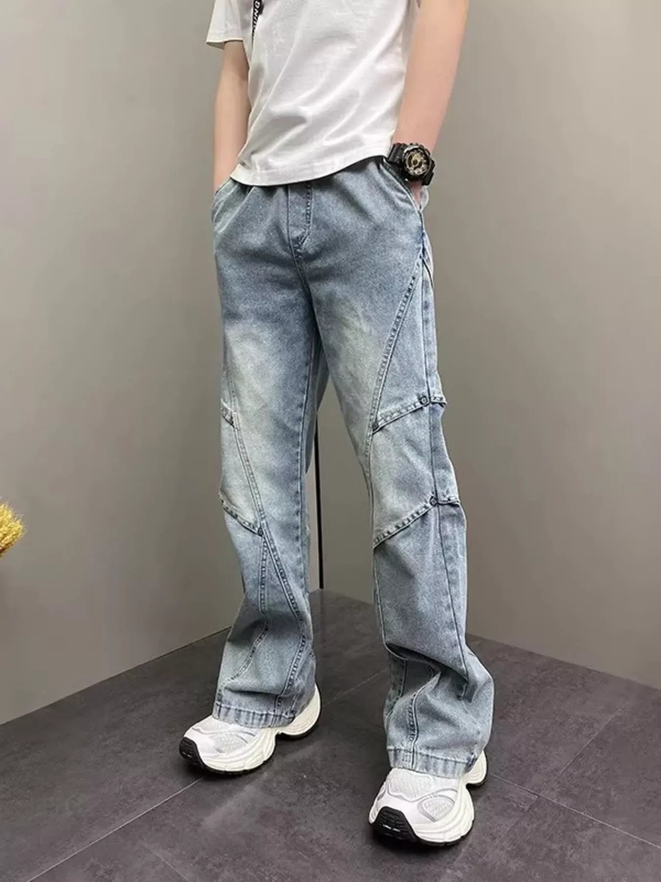 Men's Full Size Vintage Wash Wide Leg Jeans Plus Size The Nichole Collection