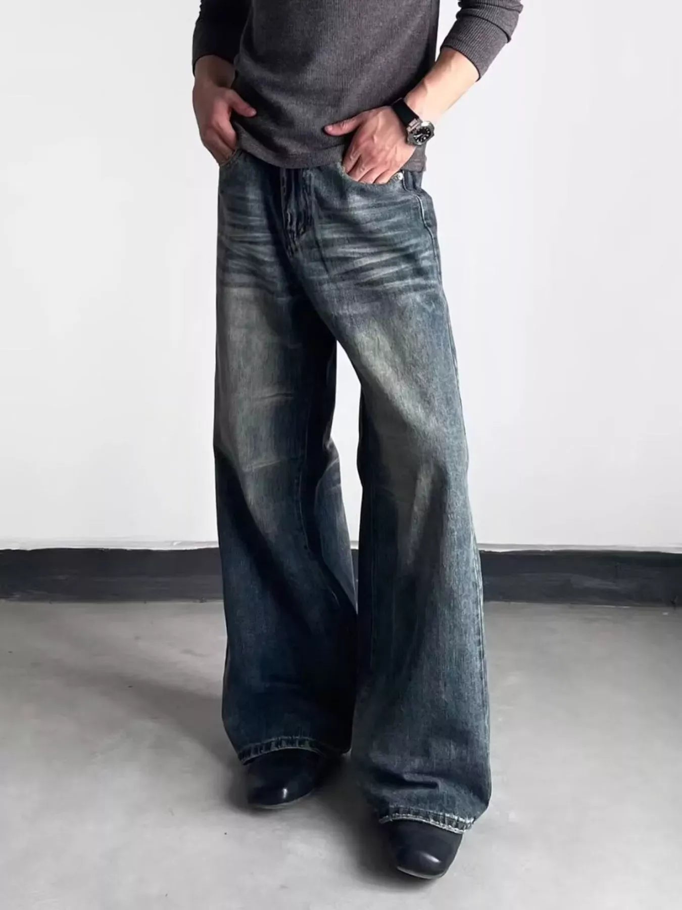 Men's Washed Wide Leg Jeans | The Nichole Collection