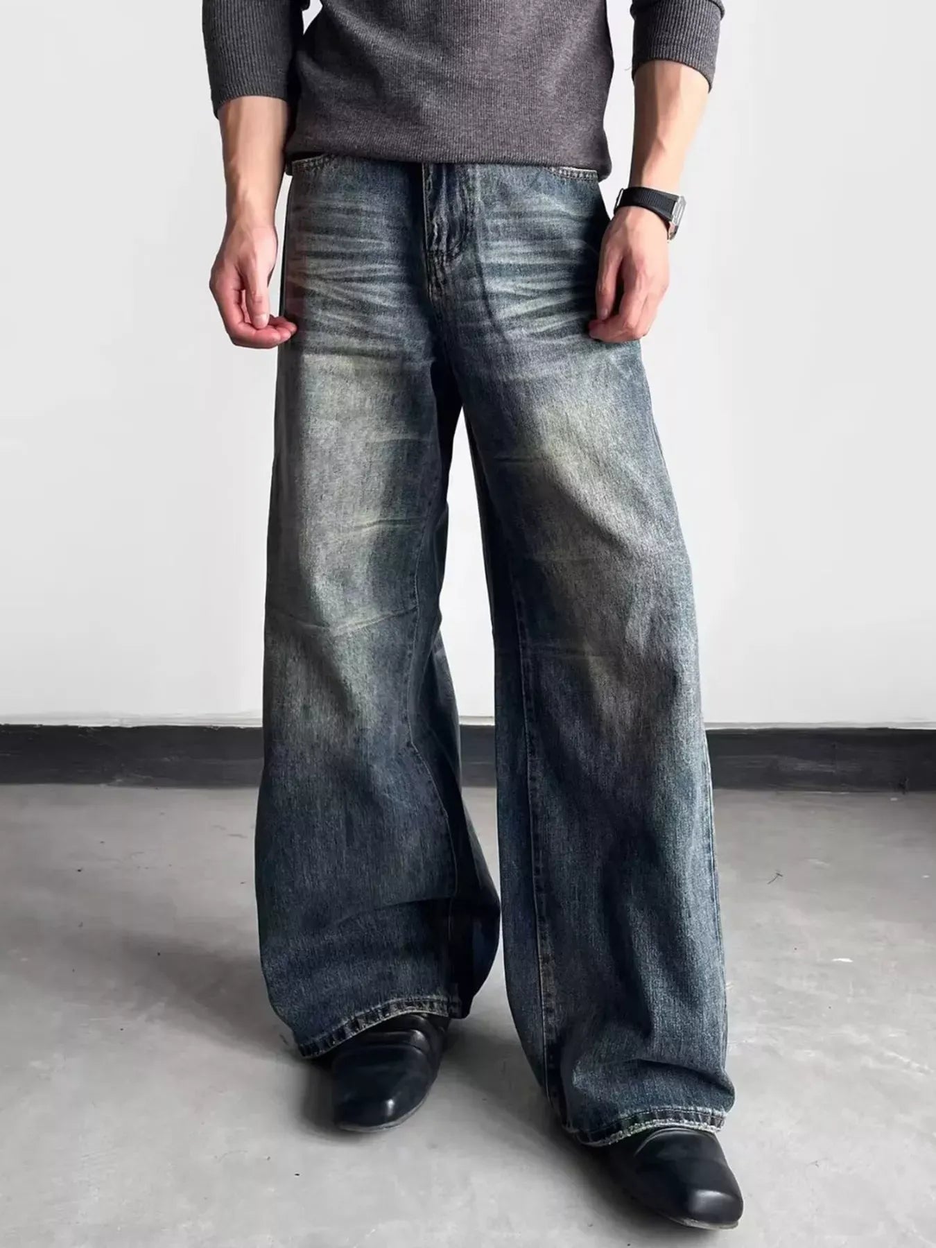Men's Washed Wide Leg Jeans | The Nichole Collection