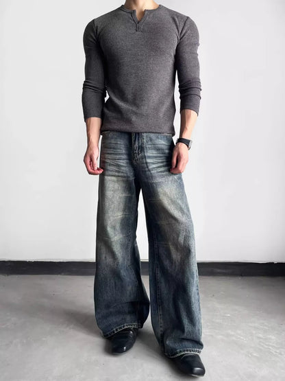 Men's Washed Wide Leg Jeans | The Nichole Collection