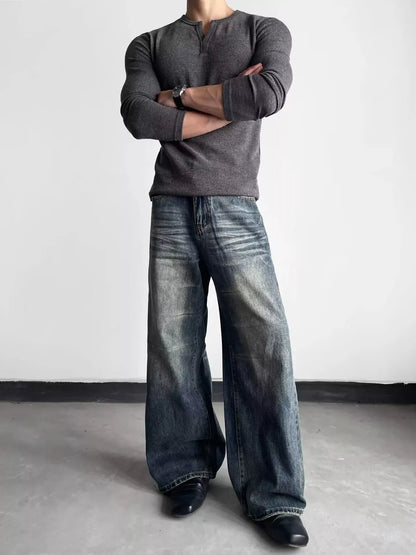 Men's Washed Wide Leg Jeans | The Nichole Collection