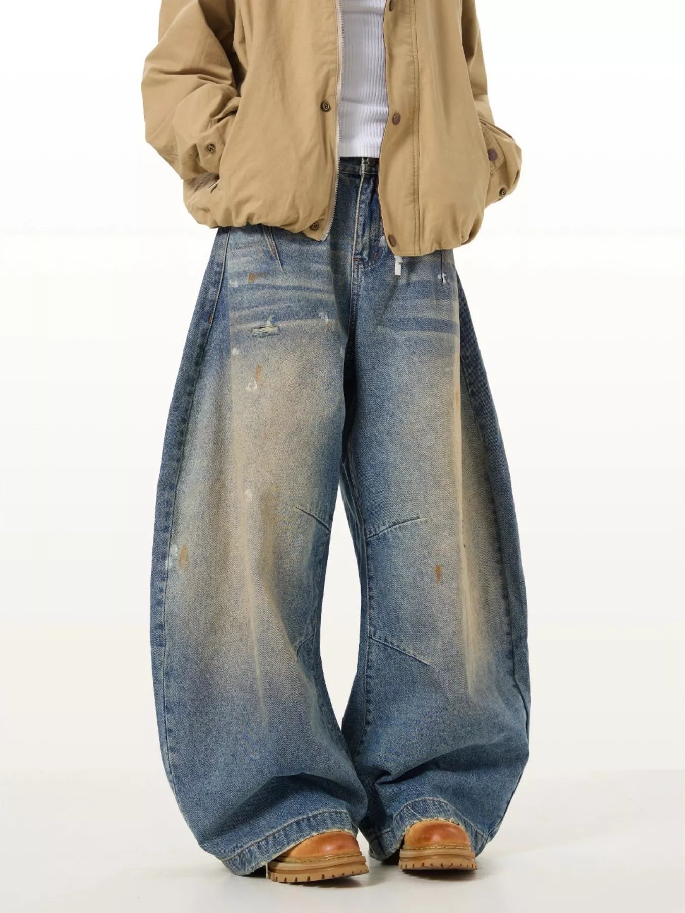 Men's Full Size Washed Wide Leg Jeans Plus Size Blue / S The Nichole Collection - Official Site