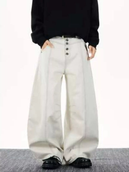 Men's Wide Leg Button-Fly Jeans | The Nichole Collection