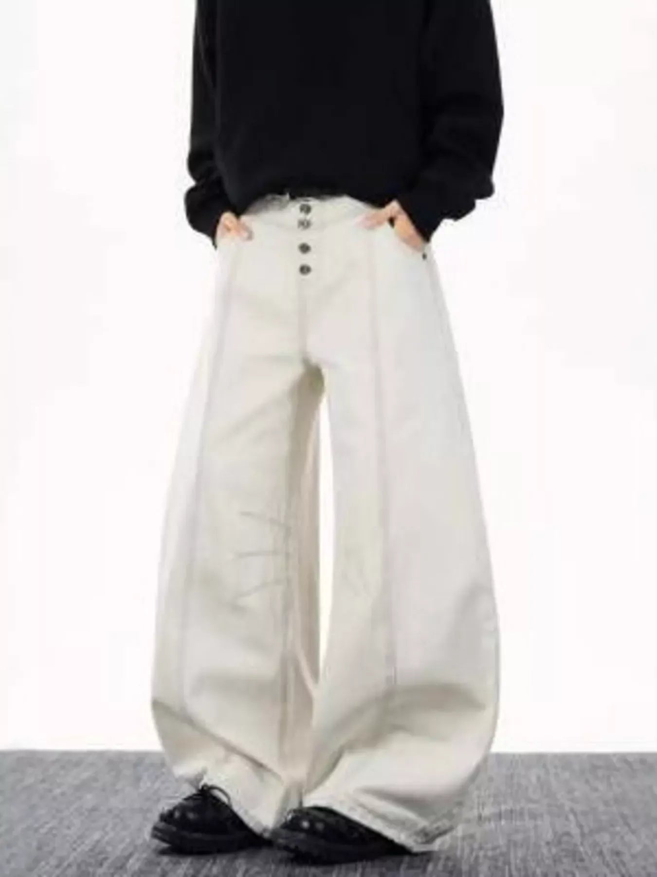 Men's Wide Leg Button-Fly Jeans | The Nichole Collection