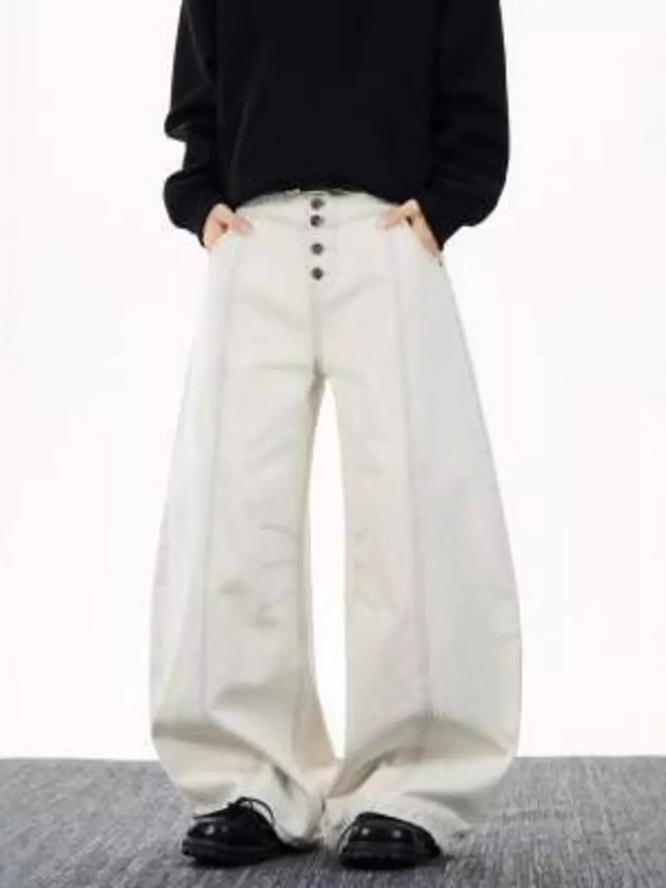 Men's Wide Leg Button-Fly Jeans | The Nichole Collection