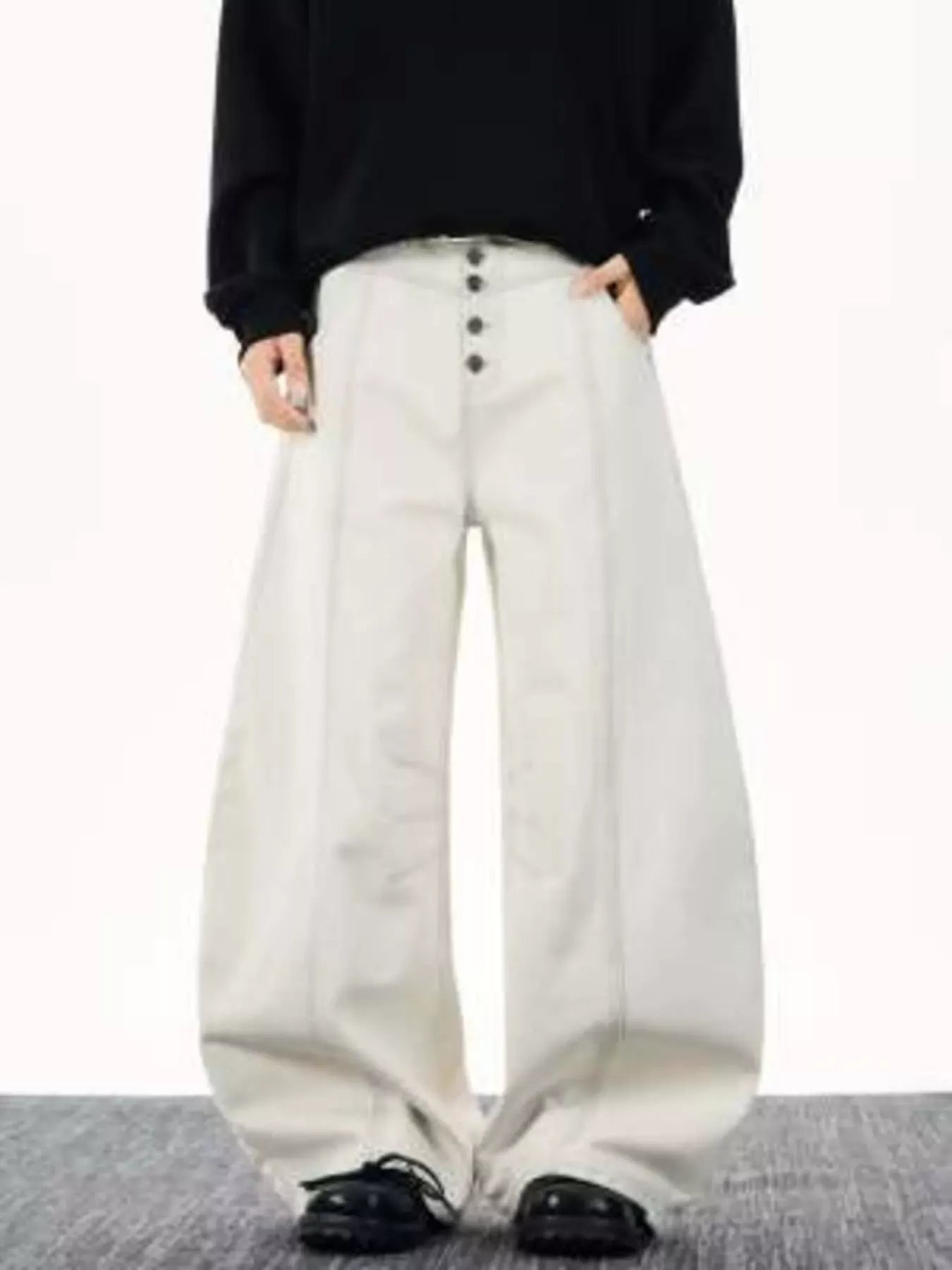 Men's Wide Leg Button-Fly Jeans | The Nichole Collection