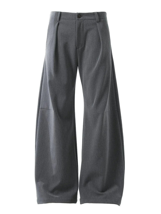 Men's High Waist Pleated Curved Pants Dark Gray / S Jonathan M Collection
