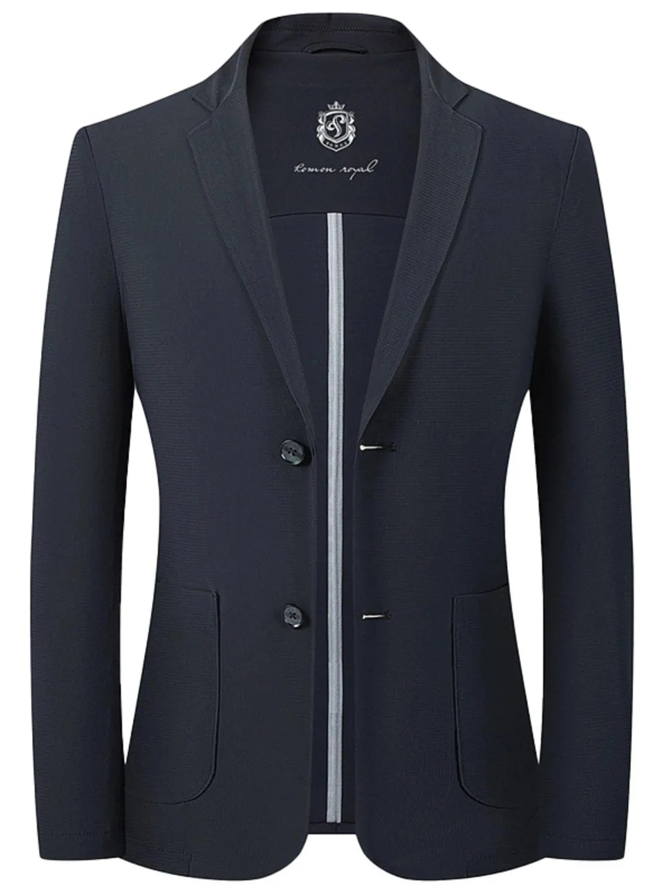 Men's Lapel Collar Long Sleeve Blazer Dark Blue / 170 The Nichole Collection