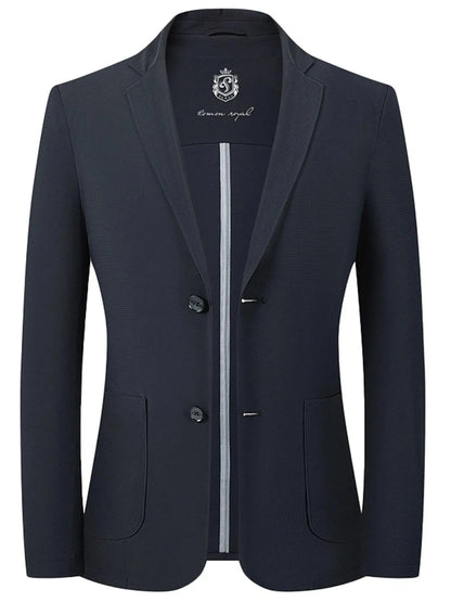 Men's Lapel Collar Long Sleeve Blazer Dark Blue / 170 The Nichole Collection