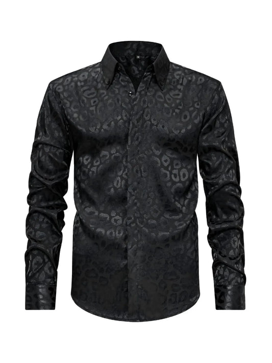 Men's Leopard Button Down Satin Shirt Men's Shirts The Nichole Collection - Official Site