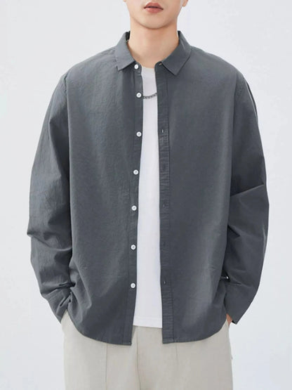 Men's Long Sleeve Button-Up Shirt Men's Shirts Dark Gray / M The Nichole Collection