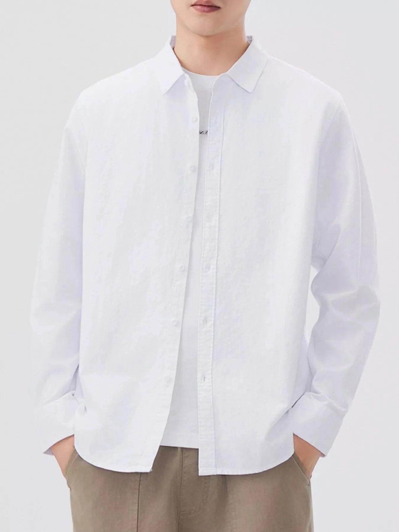 Men's Long Sleeve Button-Up Shirt Men's Shirts White / M The Nichole Collection