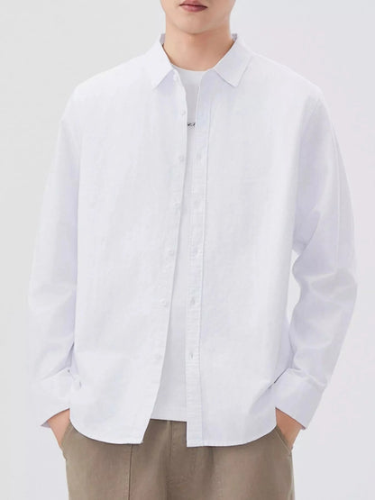 Men's Long Sleeve Button-Up Shirt Men's Shirts White / M The Nichole Collection