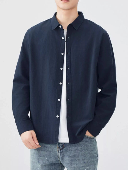 Men's Long Sleeve Button-Up Shirt Men's Shirts Blue / M The Nichole Collection