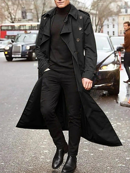 Men's Long Sleeve Longline Trench Coat Black / S The Nichole Collection
