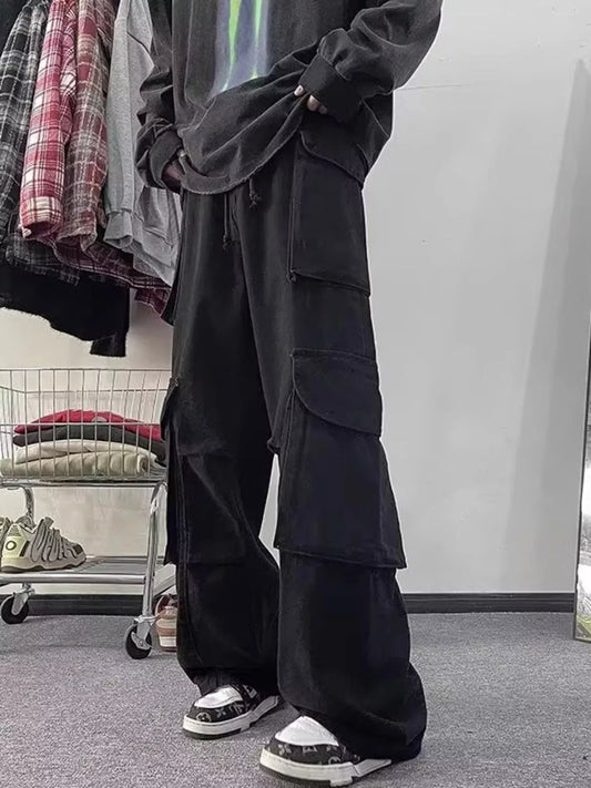 Men's Loose Fit Multi-Pocket Cargo Pants Black / M The Nichole Collection