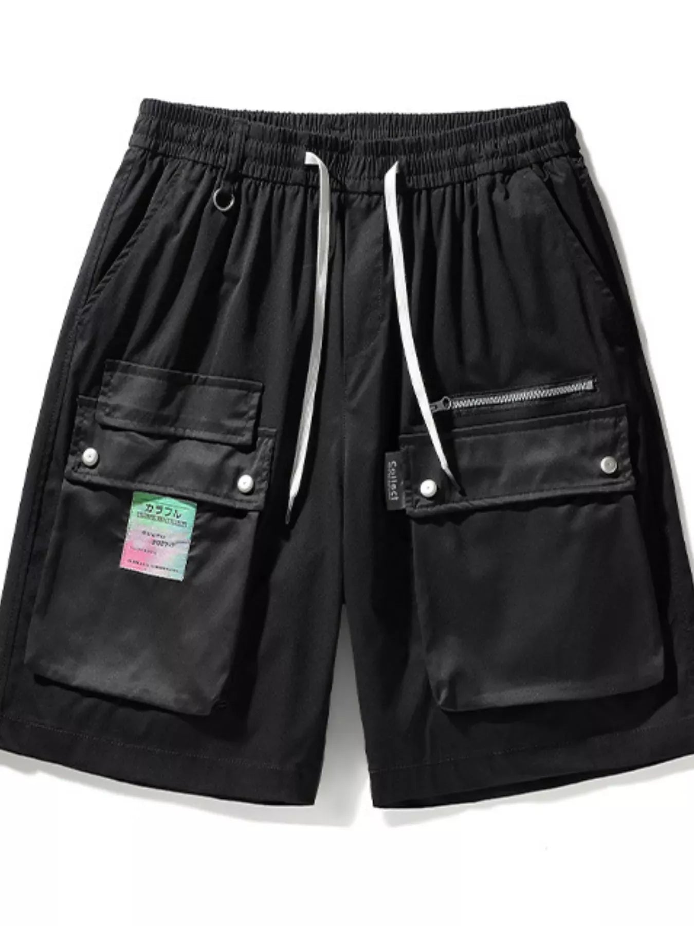 Men's Multi-Pocket Cargo Shorts with Drawstring Black / M The Nichole Collection