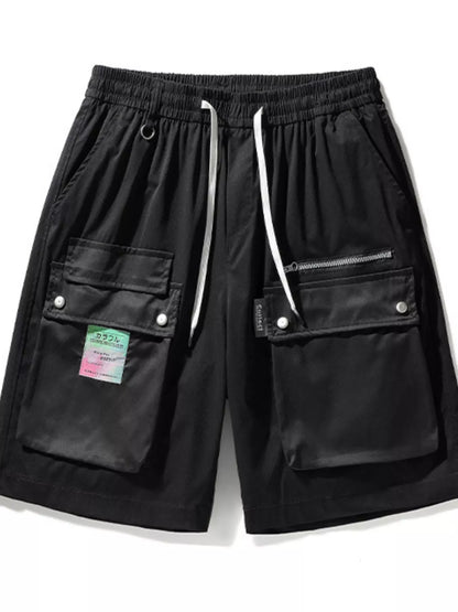 Men's Multi-Pocket Cargo Shorts with Drawstring Black / M The Nichole Collection