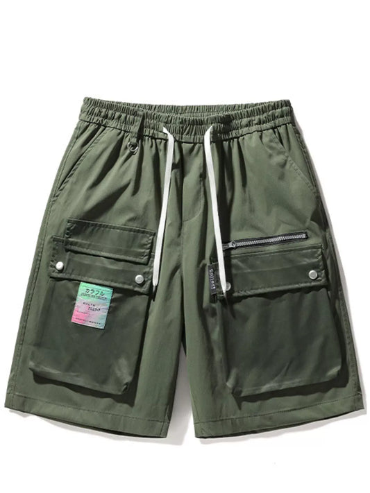 Men's Multi-Pocket Cargo Shorts with Drawstring Green / M The Nichole Collection