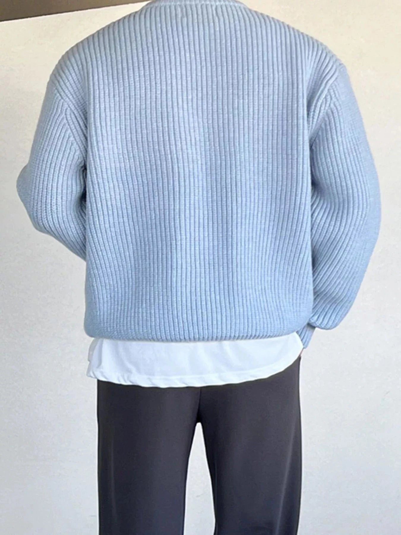 Men's Oversized Ribbed Round Neck Sweater The Nichole Collection