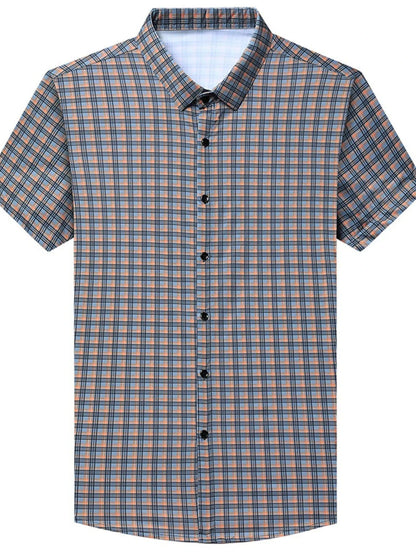 Men's Plaid Short Sleeve Casual Shirt Orange / 165 The Nichole Collection