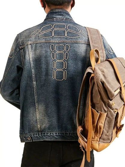 Men's Plus Size Button Up Long Sleeve Denim Jacket Men's Coats The Nichole Collection