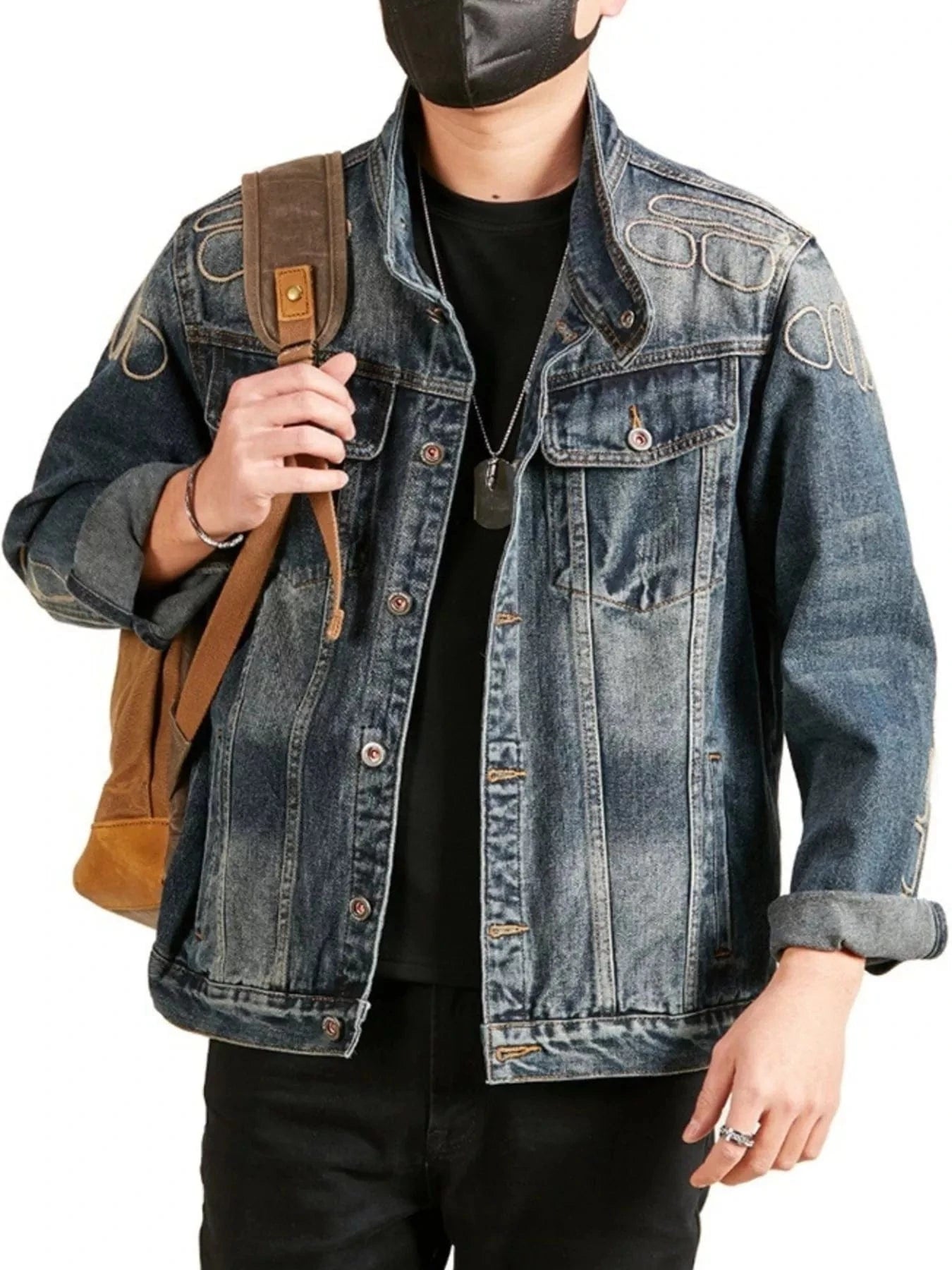 Men's Plus Size Button Up Long Sleeve Denim Jacket Men's Coats The Nichole Collection